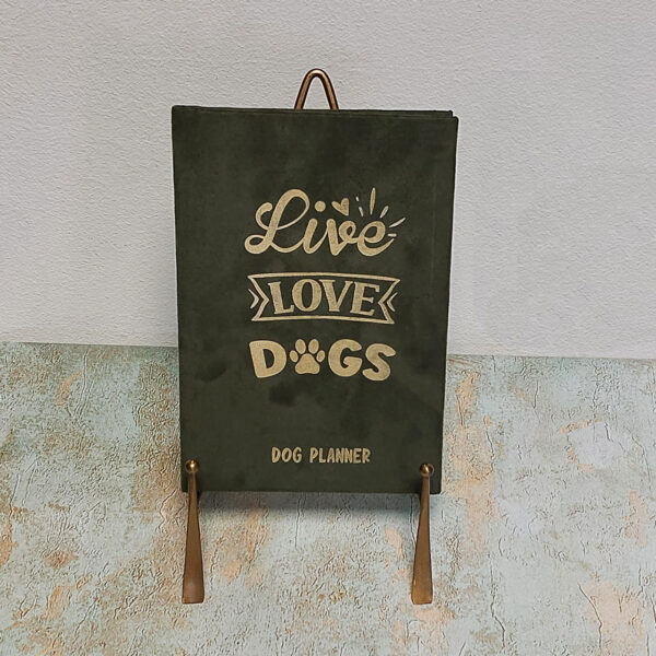 Pokloni 161 Stay Pawsitive - Planer za vlasnike pasa - Zelene korice + Zlatni tisak