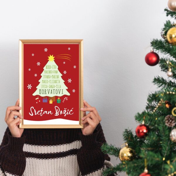 Pokloni 186 Personalizirani Božićni Plakati - Drvce s Imenima Vaše Obitelji