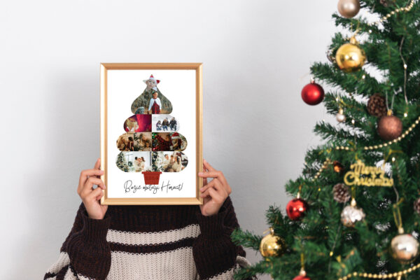 Personalizirani Božićni Plakat u Obliku Božićnog Drvca s Vašim Fotografijama