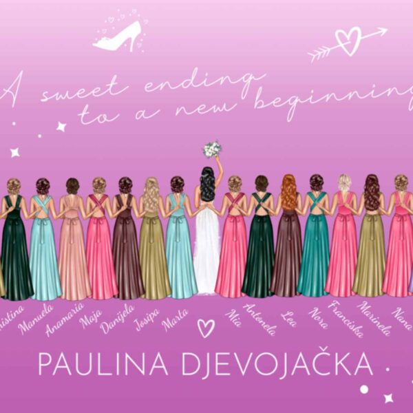 Pokloni 137 Personalizirani Plakat za Djevojačku Večer - Mladenka i Djeveruše