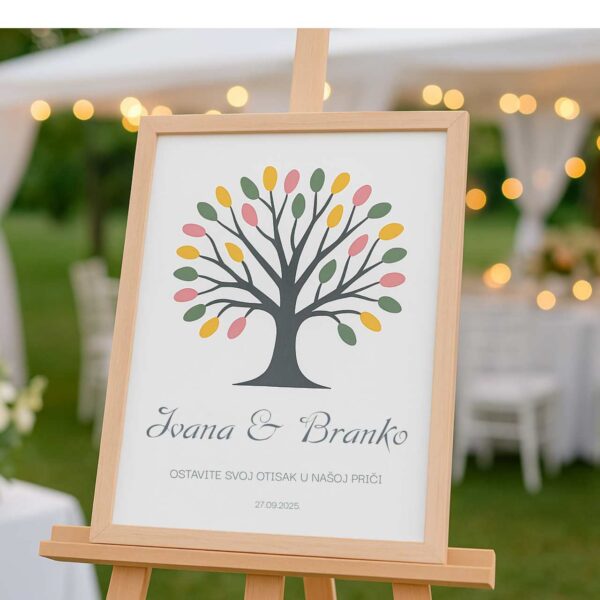 Pokloni 167 Personalizirani Plakat – Drvo Otisaka za Vjenčanje