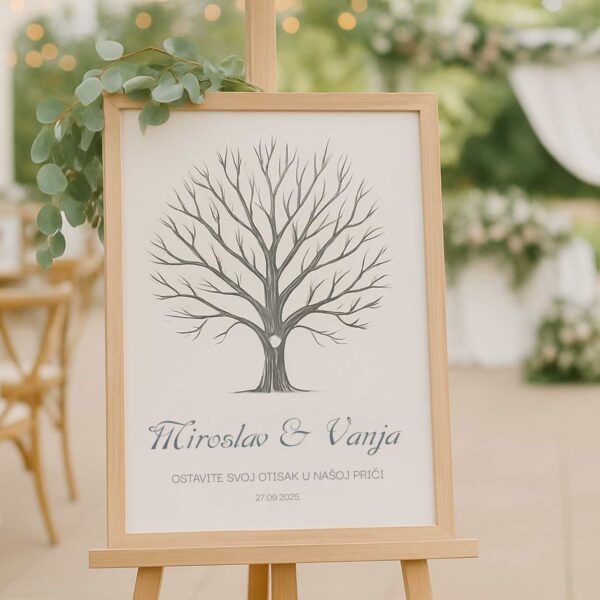 Pokloni 168 Personalizirani Plakat – Drvo Otisaka za Vjenčanje