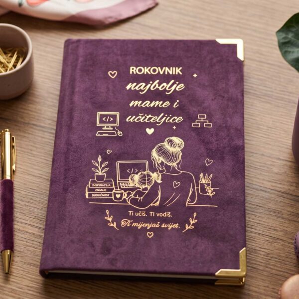 poklon za učiteljicu, poklon za vrtićku tetu, rokovnik, personalizirani rokovnik, baršun rokovnik